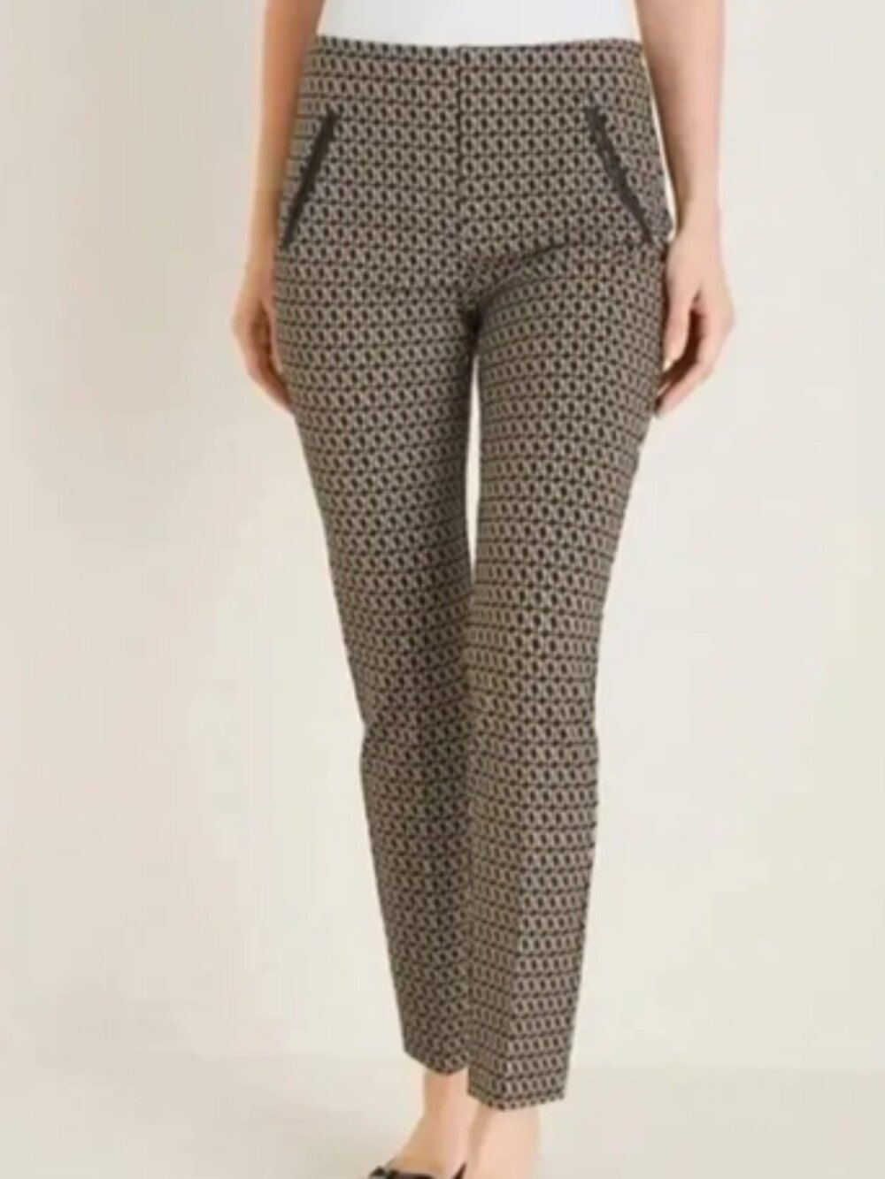 Chico’s Women's Juliet Geo Link Casual Stretch Career Ankle Pant size 1.5
